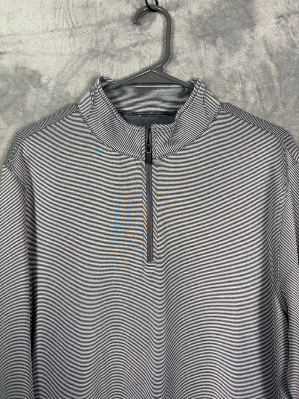 Hickey Freeman Blue White Striped 1/4 Zip Pullover Size Medium